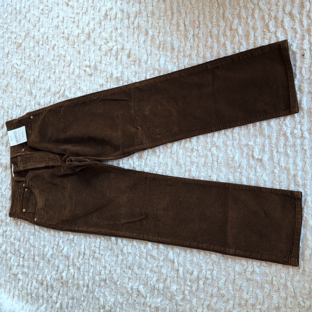 Madewell Pecan Chocolate Longline Straight Pants 27 Regular Velour Velvet - Picture 4 of 12
